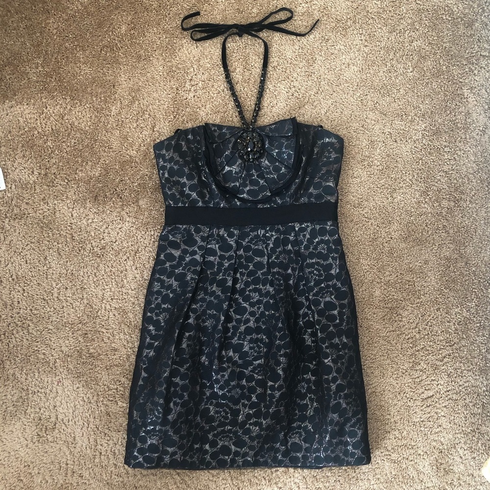 BCBG Max Azria Black Metallic Cocktail Dress sz 8
